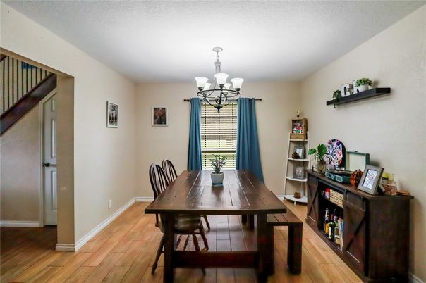 Chandelier, Dining room, Interior, Wood Texture Flooring