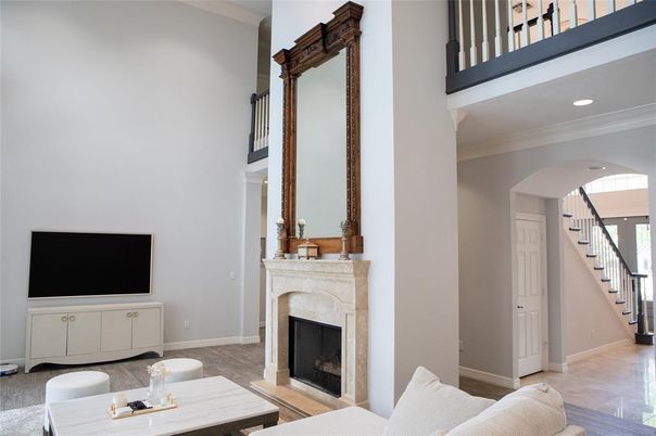 Fireplace, Interior, Living room, Recessed Lighting
