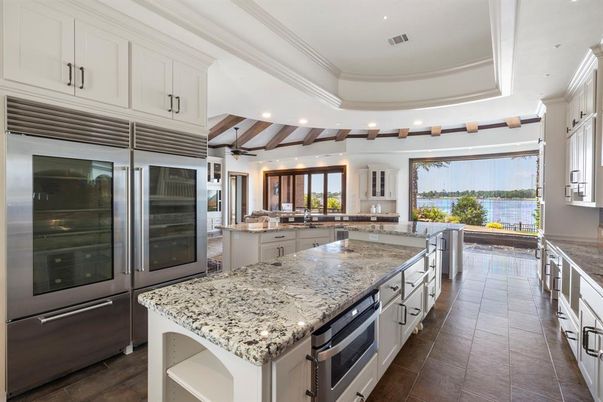 Interior, Kitchen, Recessed Lighting, Stainless Steel Appliances, Wooden Beams
