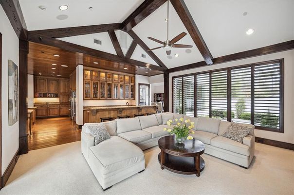 Interior, Living room, Recessed Lighting, Wooden Beams, Wood Texture Flooring, Wooden Walls