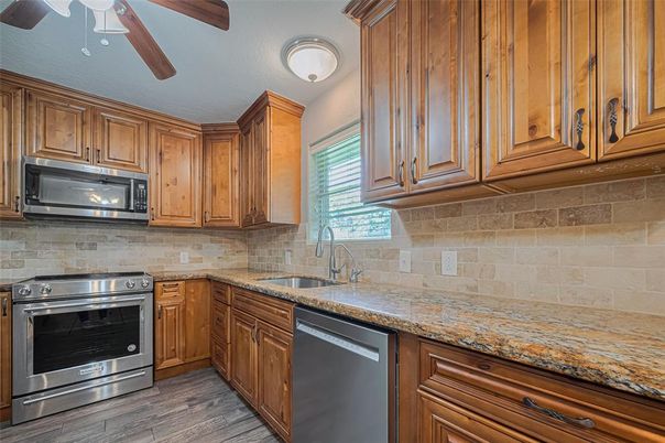 Interior, Kitchen, Stainless Steel Appliances, Wood Texture Flooring