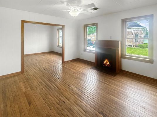 Empty room, Fireplace, Interior, Wood Texture Flooring