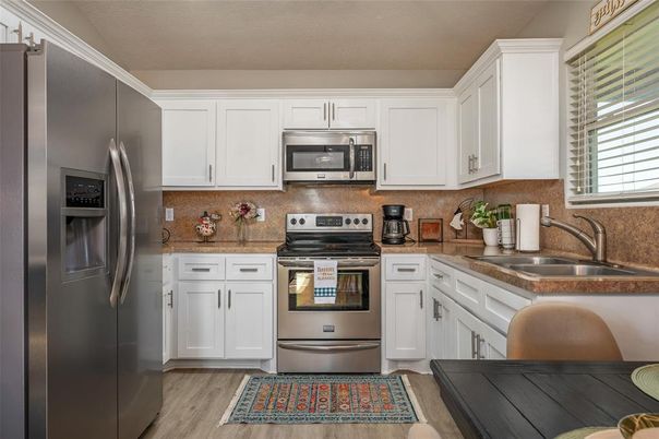 Interior, Kitchen, Stainless Steel Appliances, Wood Texture Flooring
