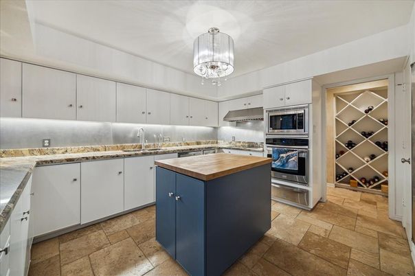 Chandelier, Interior, Kitchen, Stainless Steel Appliances