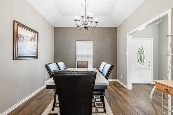 Chandelier, Dining room, Interior, Wood Texture Flooring