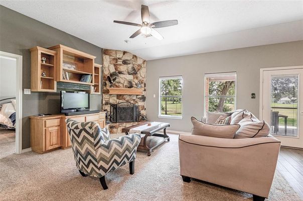 Fireplace, Interior, Living room, Stone Walls, Wood Texture Flooring
