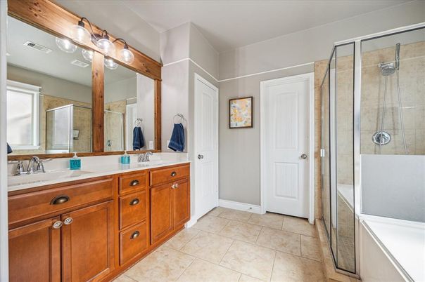 Bathroom, Dual Sink Vanities, Glass Shower, Interior