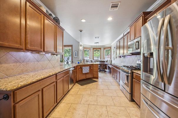 Interior, Kitchen, Pendant Lights, Recessed Lighting, Stainless Steel Appliances