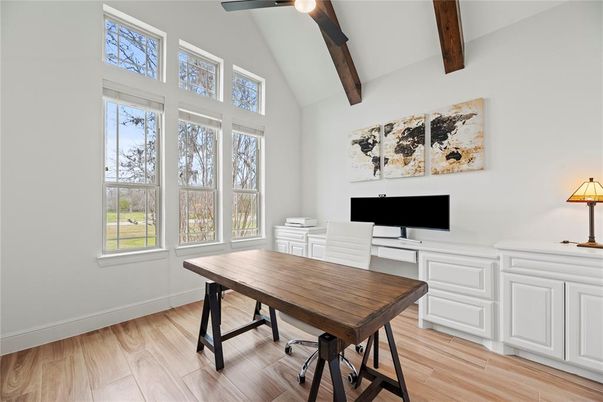 Home Office, Interior, Wooden Beams, Wood Texture Flooring