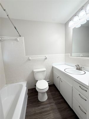 Bathroom, Dual Sink Vanities, Interior, Wood Texture Flooring