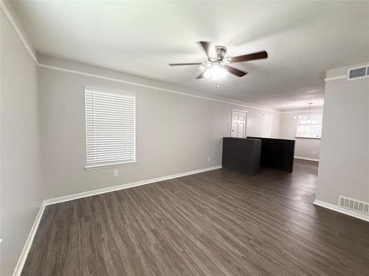 Empty room, Interior, Pendant Lights, Wood Texture Flooring