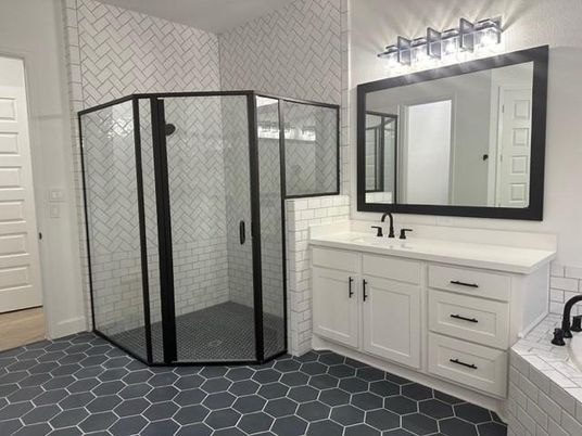 Bathroom, Glass Shower, Interior, Tile Countertops