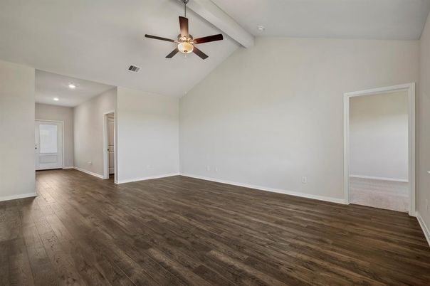 Empty room, Interior, Recessed Lighting, Wood Texture Flooring