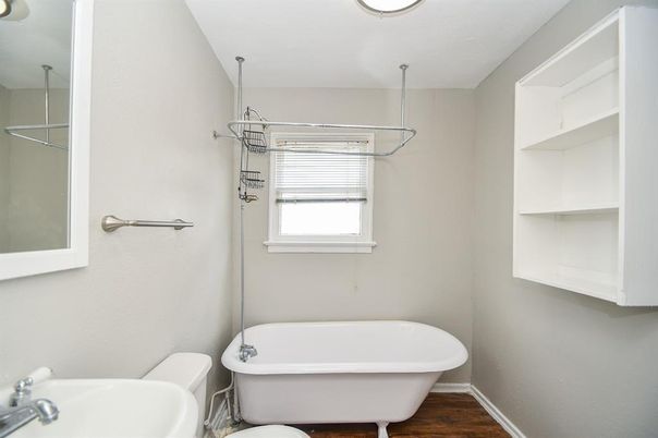 Bathroom, Free Standing Baths, Interior, Wood Texture Flooring