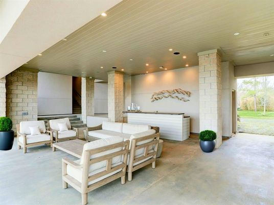 Interior, Living room, Recessed Lighting, Stone Walls