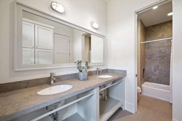 Bathroom, Dual Sink Vanities, Glass Shower, Interior, Recessed Lighting