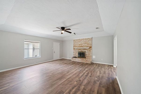 Empty room, Fireplace, Interior, Wood Texture Flooring