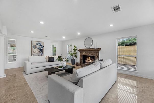 Fireplace, Interior, Living room, Recessed Lighting