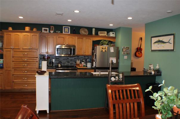 Interior, Kitchen, Recessed Lighting, Wood Texture Flooring
