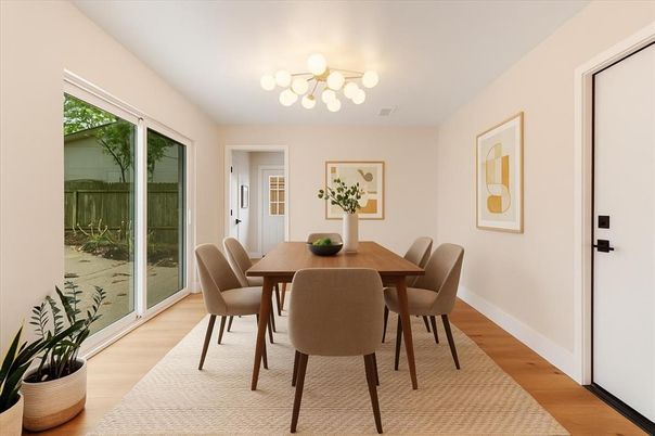 Chandelier, Dining room, Interior, Wood Texture Flooring