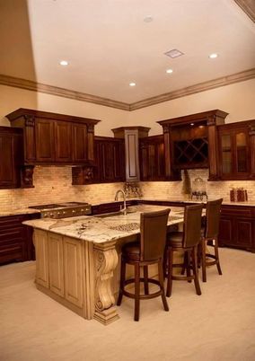 Interior, Kitchen, Recessed Lighting, Stone Walls