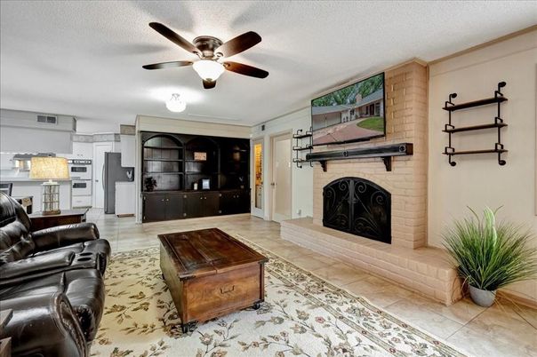 Fireplace, Interior, Kitchen, Living room