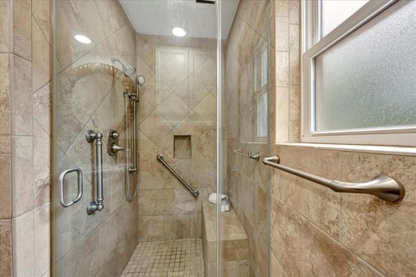 Bathroom, Glass Shower, Interior, Recessed Lighting