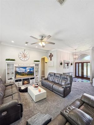 Fireplace, Interior, Living room, Pendant Lights, Recessed Lighting