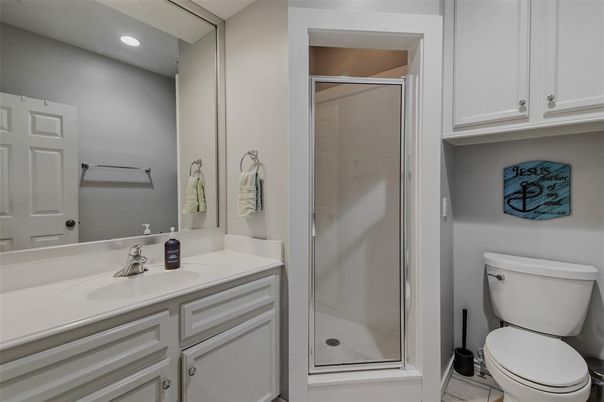 Bathroom, Glass Shower, Interior, Recessed Lighting