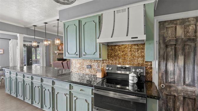 Interior, Kitchen, Pendant Lights, Stainless Steel Appliances, Wood Texture Flooring
