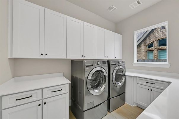 Interior, Washer, Wood Texture Flooring