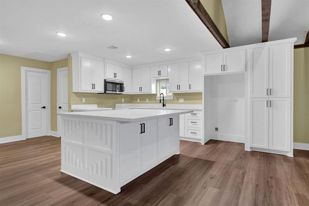 Interior, Kitchen, Recessed Lighting, Wood Texture Flooring
