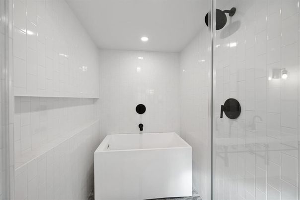 Bathroom, Glass Shower, Interior, Recessed Lighting