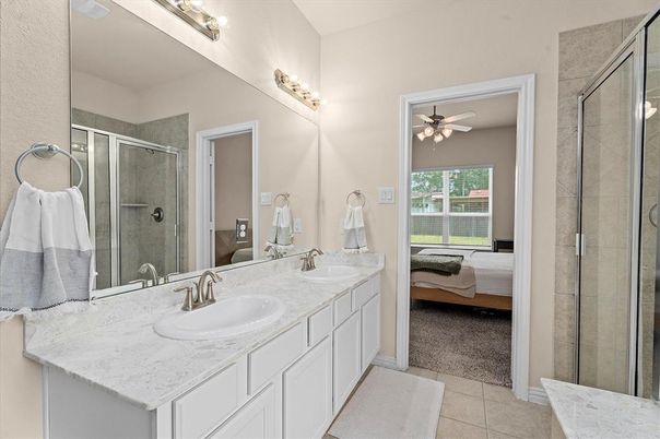 Bathroom, Bedroom, Dual Sink Vanities, Glass Shower, Interior