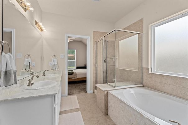 Bathroom, Bedroom, Dual Sink Vanities, Glass Shower, Interior