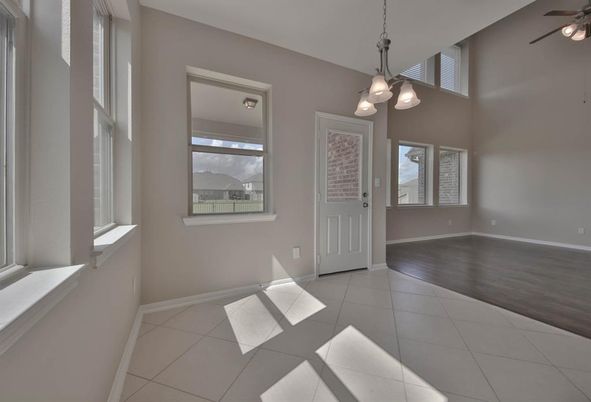 Empty room, Interior, Pendant Lights, Wood Texture Flooring