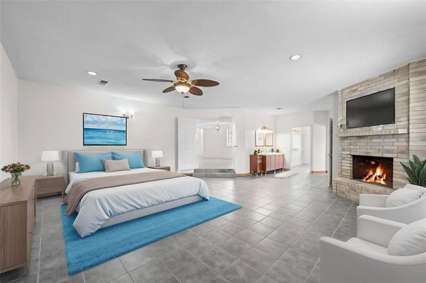Bedroom, Fireplace, Interior, Recessed Lighting