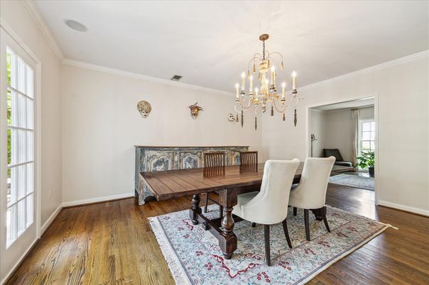Chandelier, Dining room, Interior, Wood Texture Flooring
