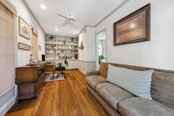 Home Office, Interior, Recessed Lighting, Wood Texture Flooring
