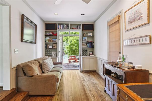 Interior, Living room, Recessed Lighting, Wood Texture Flooring