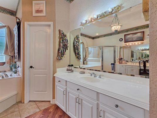 Bathroom, Dual Sink Vanities, Interior, Wood Texture Flooring