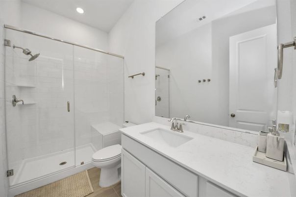 Bathroom, Glass Shower, Interior, Recessed Lighting