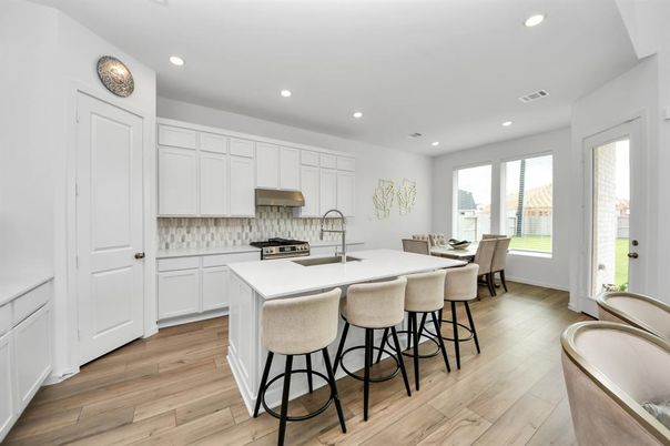Interior, Kitchen, Recessed Lighting, Wood Texture Flooring