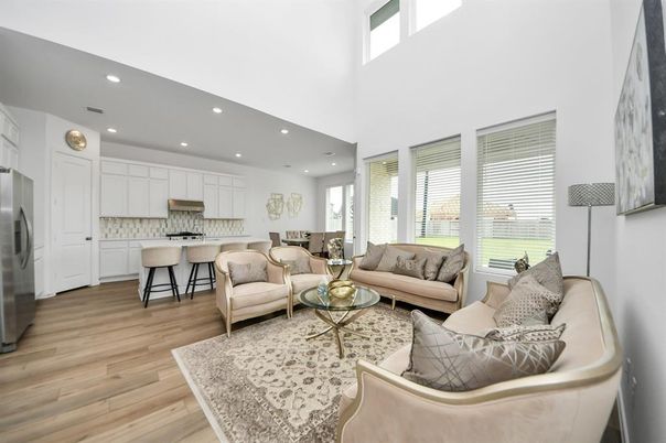 Interior, Kitchen, Living room, Recessed Lighting, Stainless Steel Appliances, Wood Texture Flooring