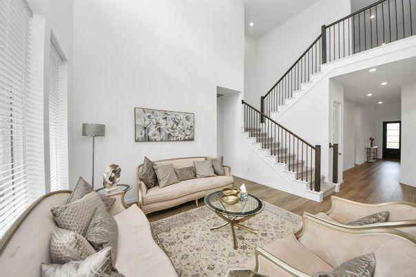 Interior, Living room, Recessed Lighting, Wood Texture Flooring