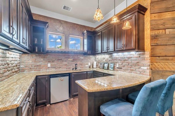 Interior, Kitchen, Pendant Lights, Wood Texture Flooring