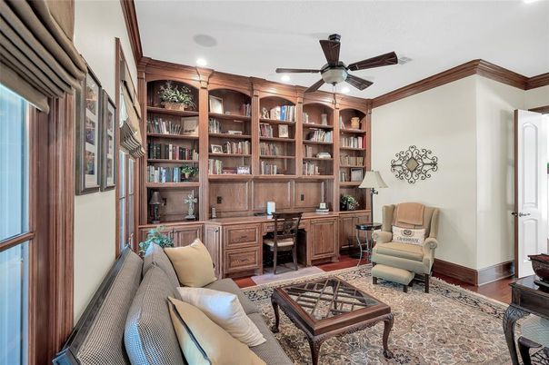 Home Office, Interior, Recessed Lighting, Wood Texture Flooring