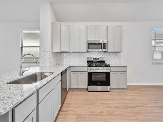 Interior, Kitchen, Stainless Steel Appliances, Wood Texture Flooring