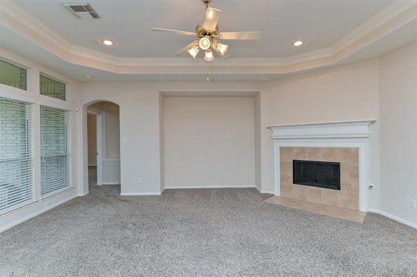 Empty room, Fireplace, Interior, Recessed Lighting