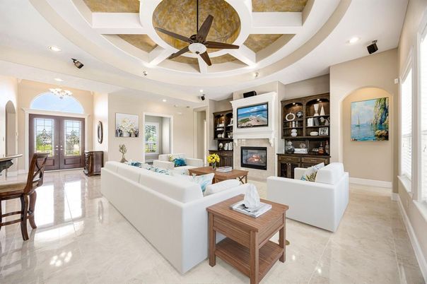 Fireplace, Interior, Living room, Recessed Lighting